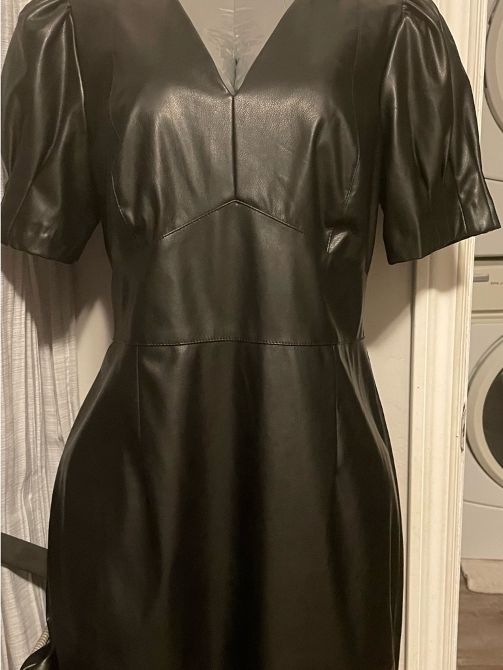 Dkny Black dress faux Leather Shell 8